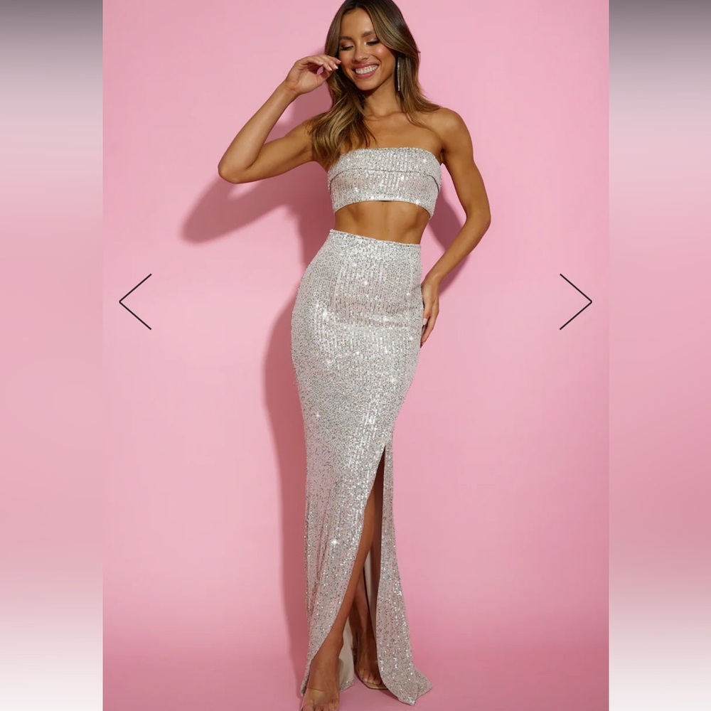 Hello Molly-SPRINKLE SHINE SEQUIN MAXI SKIRT BEIGE